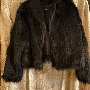 Killstar Midnight Black Faux Fur Teddy Jacket